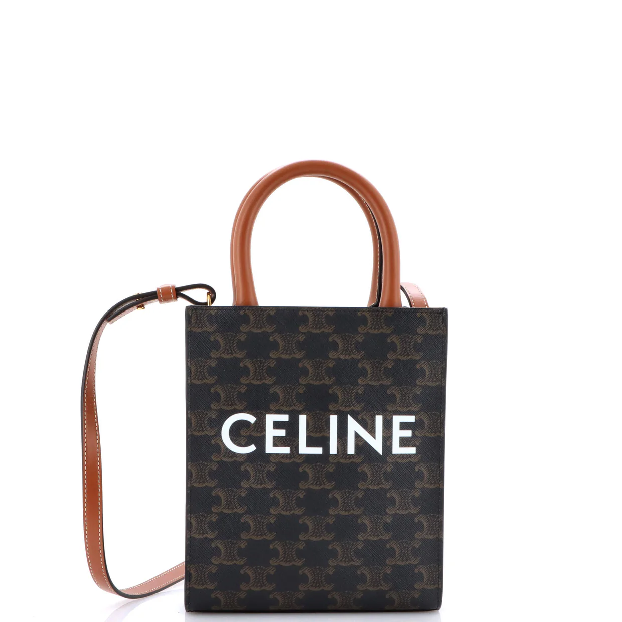 Vertical Cabas Tote Triomphe Coated Canvas Mini - Deep Luxury