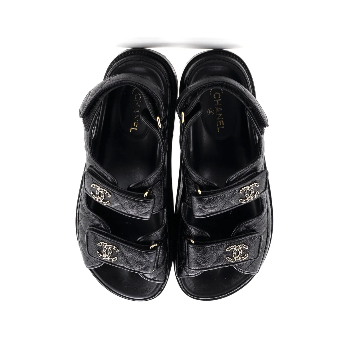 Women's Velcro Dad Sandals Quilted Leather - Deep Luxury
