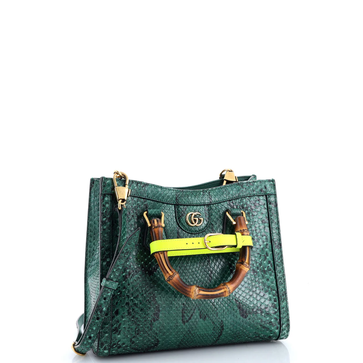 Diana NM Bamboo Handle Tote Python Small - Deep Luxury