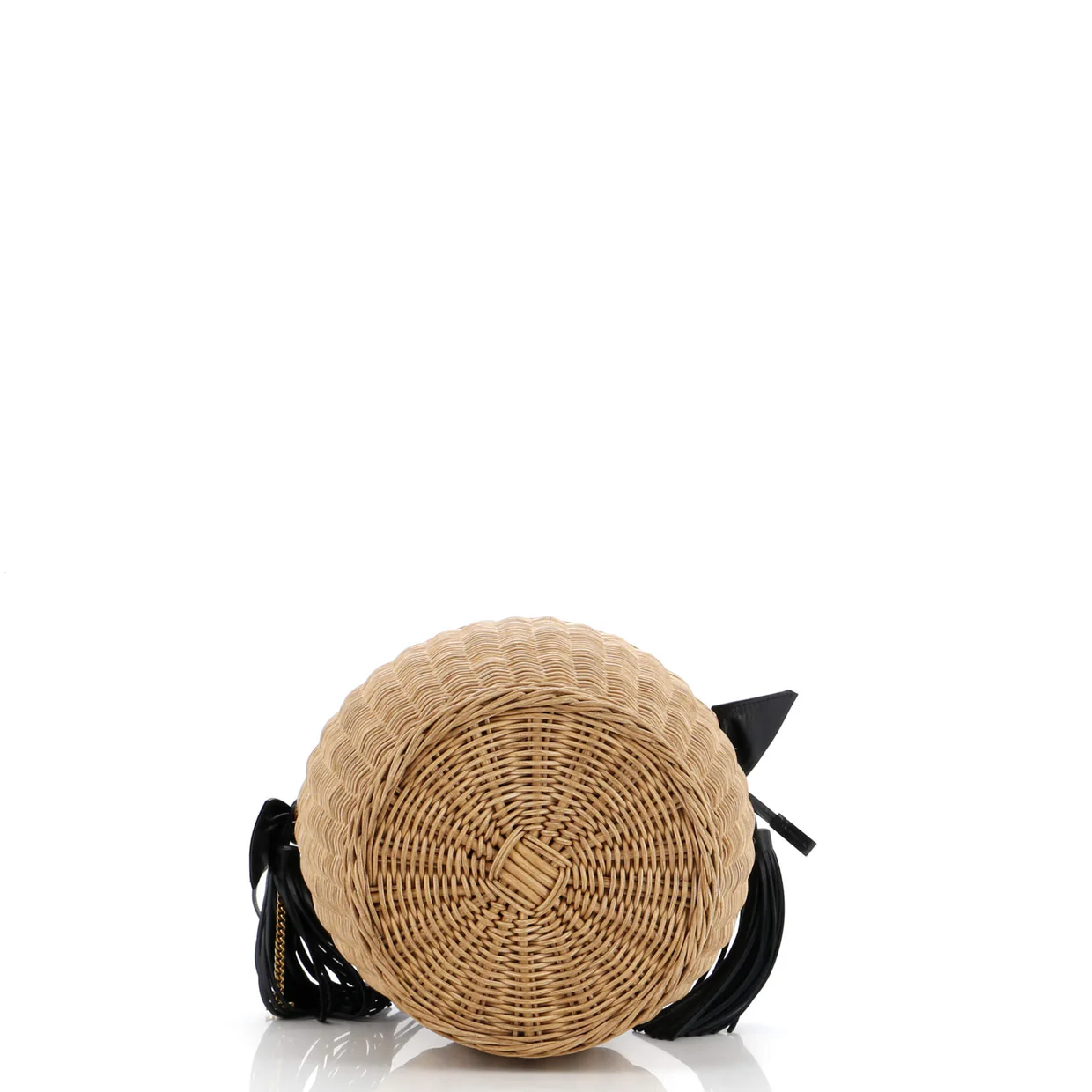 Panier Tassel Round Bucket Bag Wicker with Leather - Deep Luxury