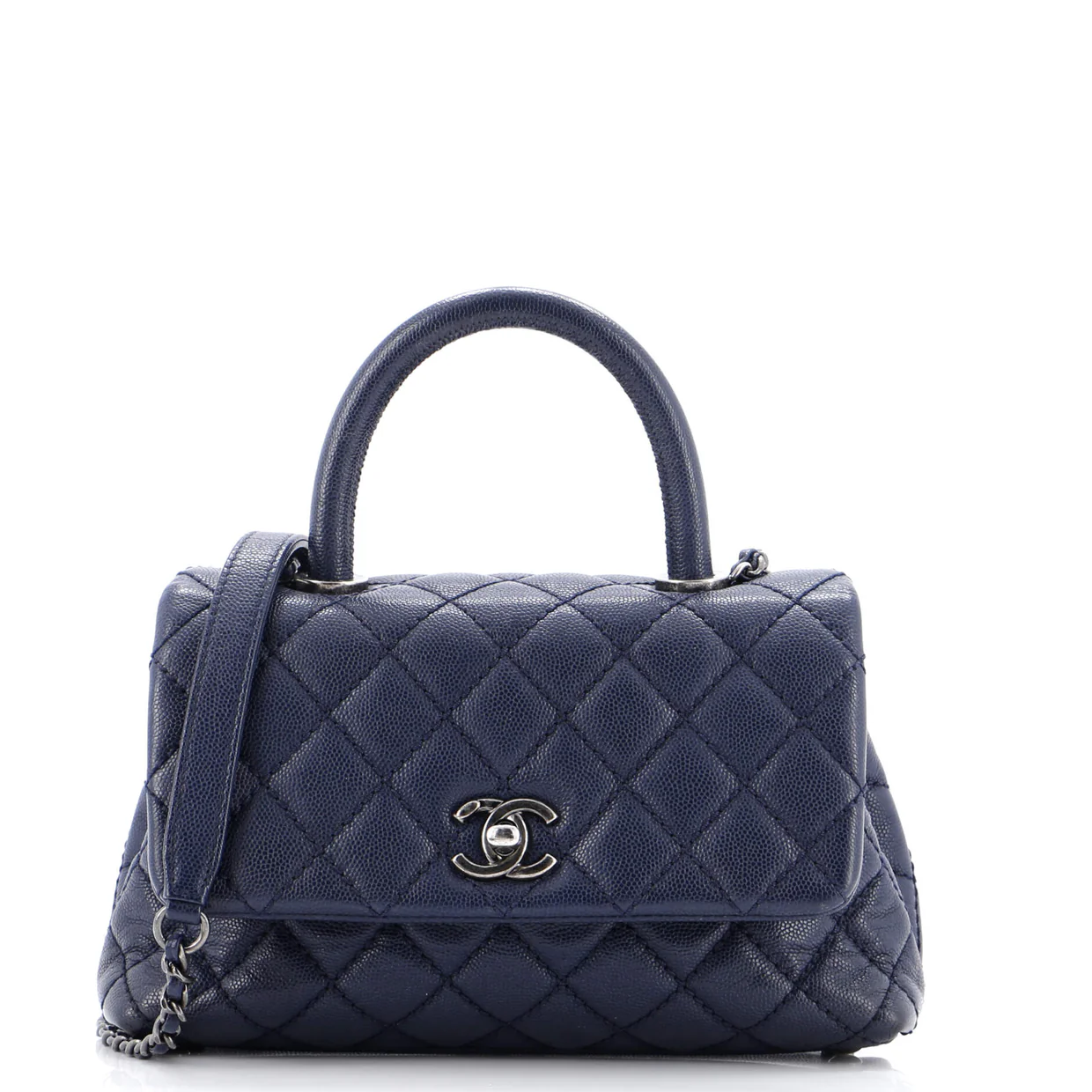 Coco Top Handle Bag Quilted Caviar Mini - Deep Luxury