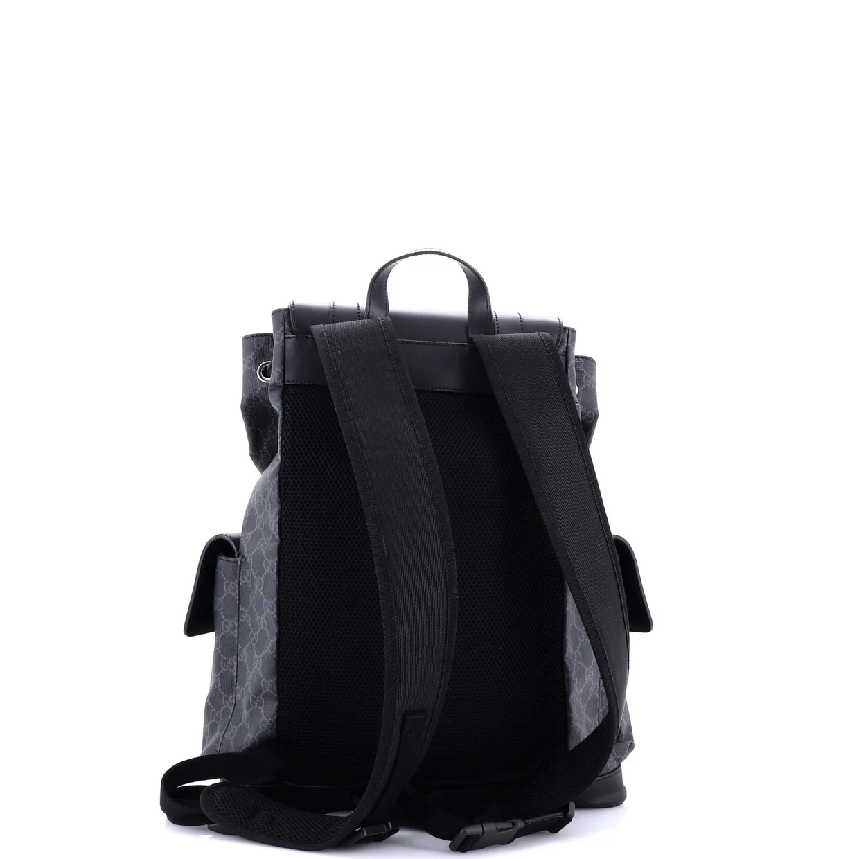 Double Pocket Buckle Backpack GG Coated Canvas Large - Deep Luxury