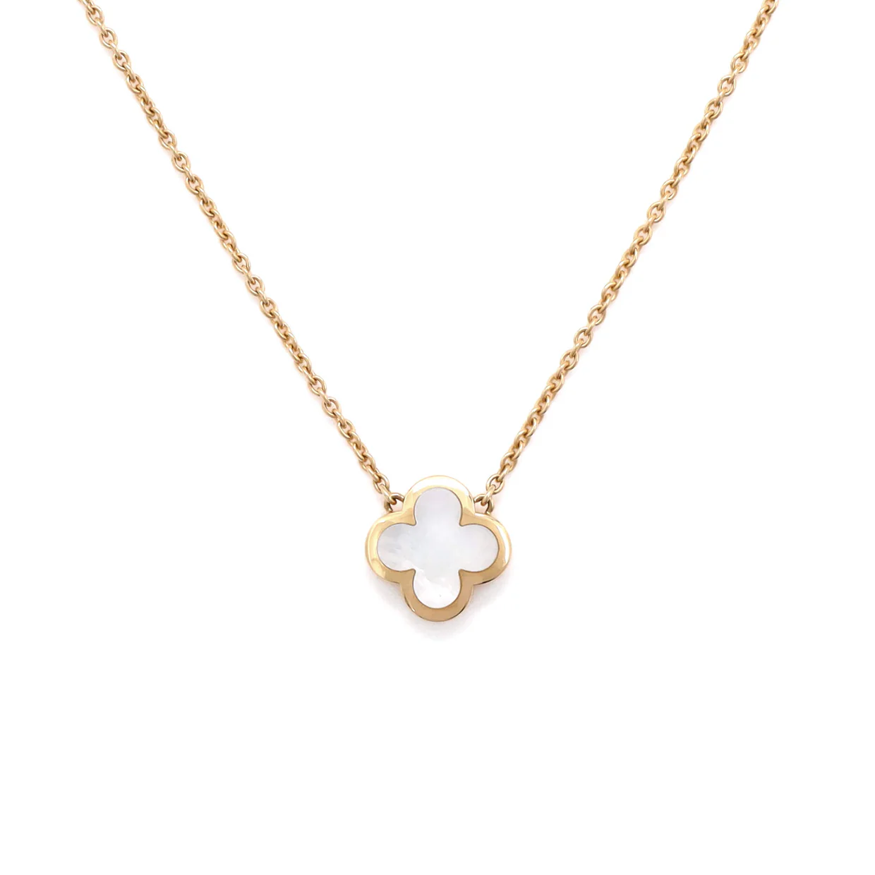 Pure Alhambra Pendant Necklace 18K Yellow Gold and Mother of Pearl - Deep Luxury