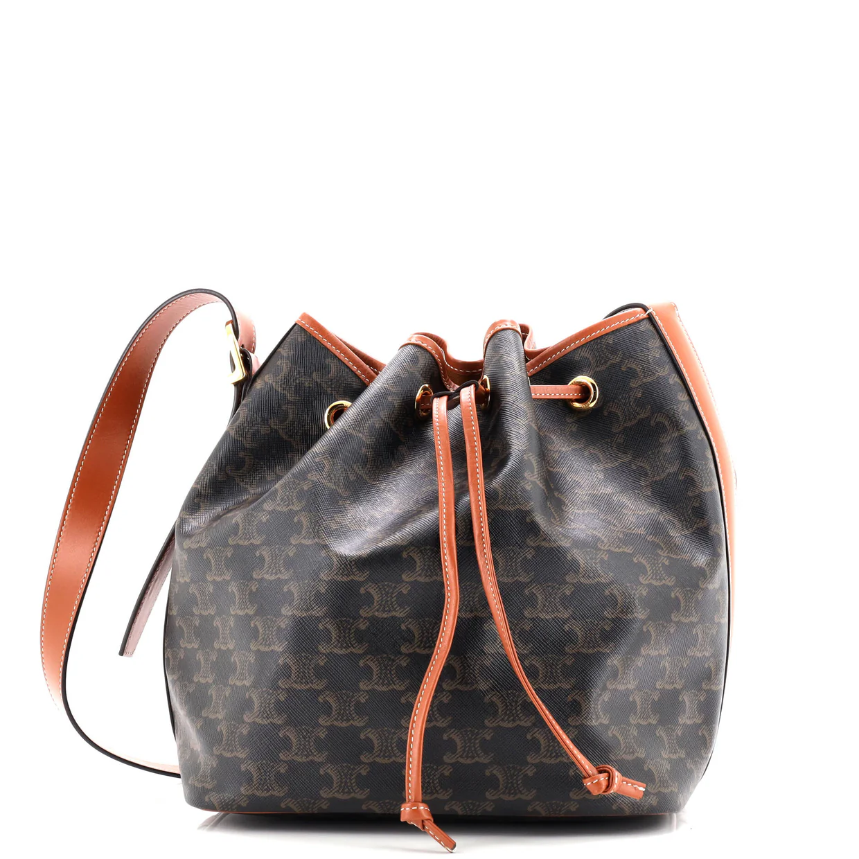 Drawstring Bucket Bag Triomphe Coated Canvas Medium - Deep Luxury