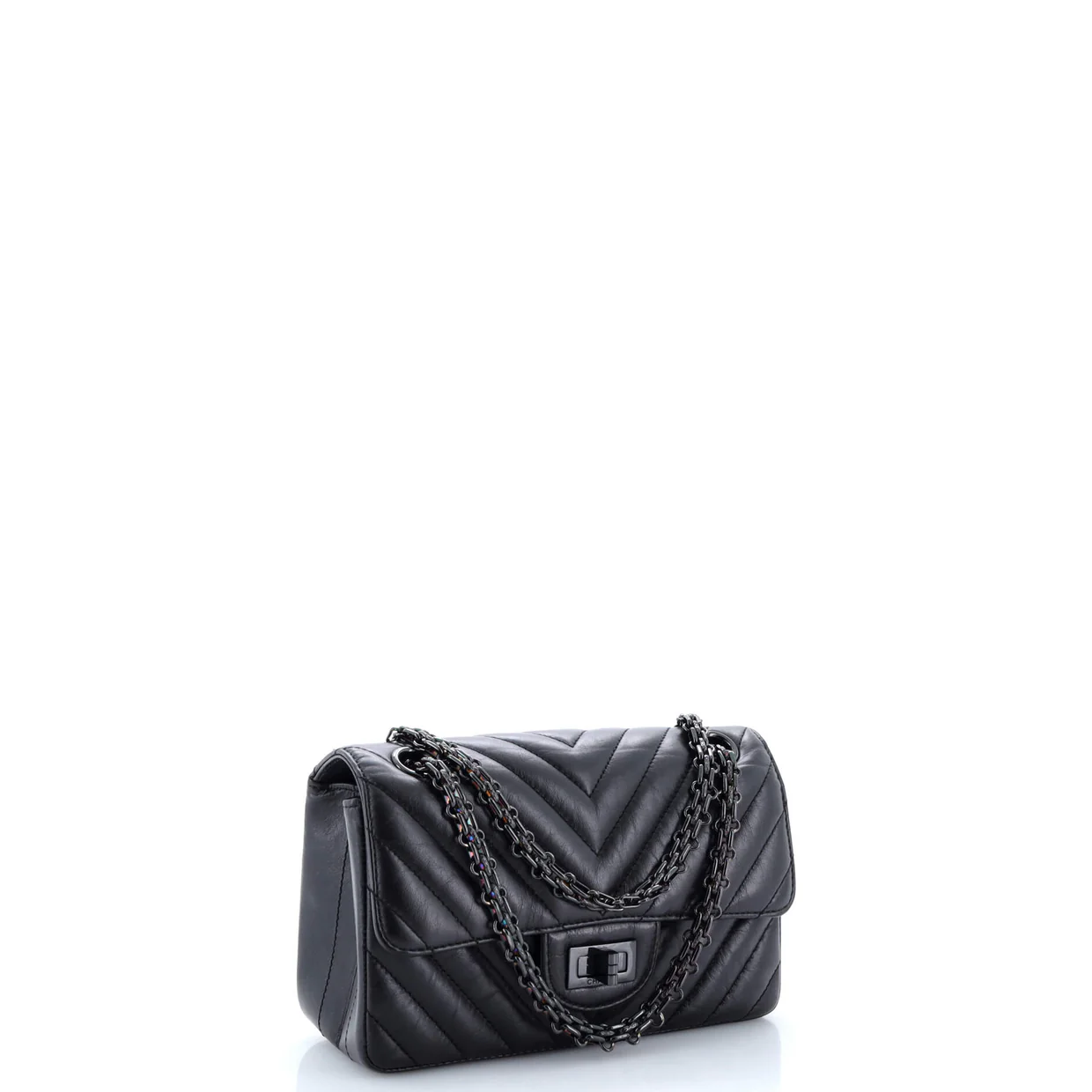 So Black Reissue 2.55 Flap Bag Chevron Aged Calfskin Mini - Deep Luxury