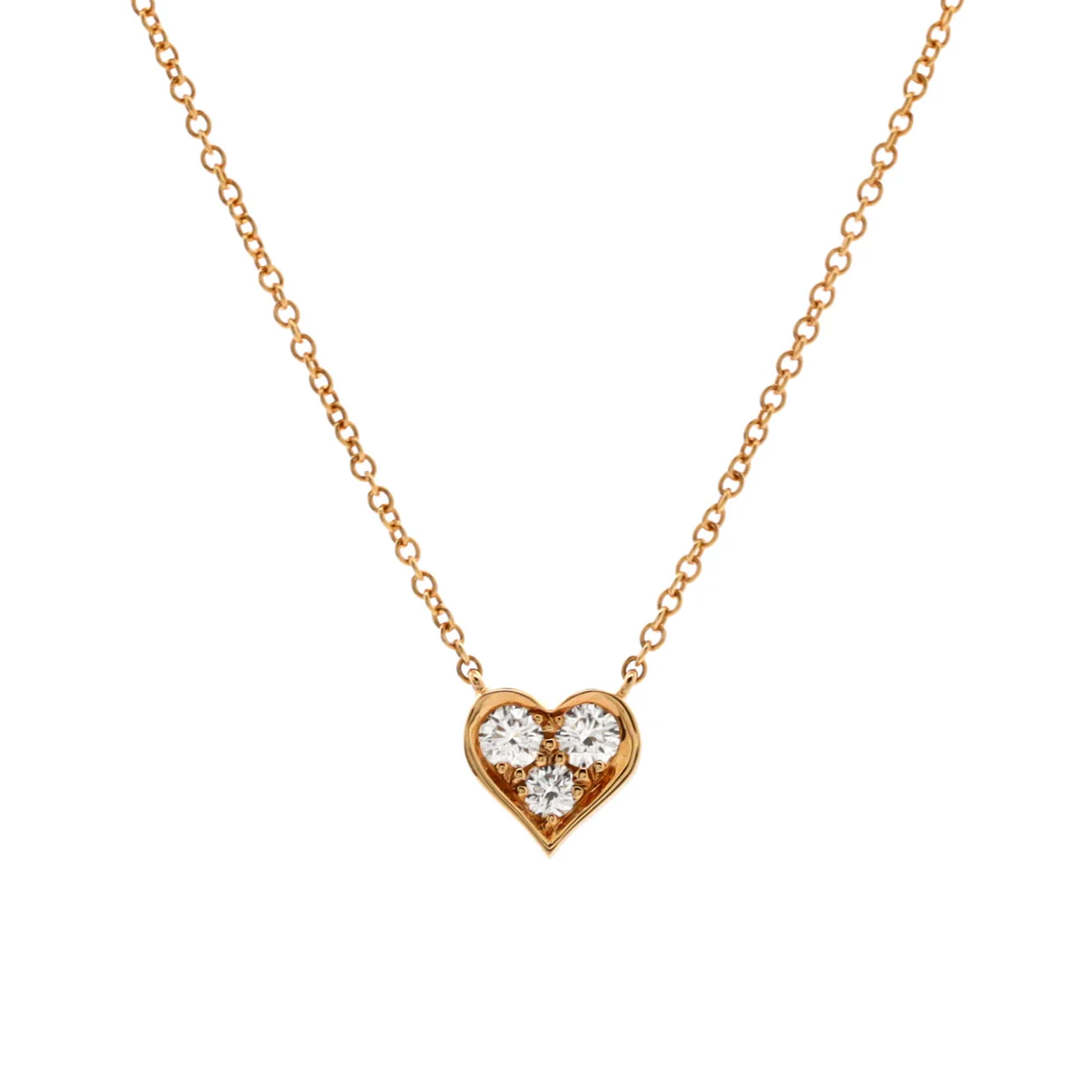 Sentimental Heart 3 Diamond Pendant Necklace 18K Rose Gold with Diamonds - Deep Luxury
