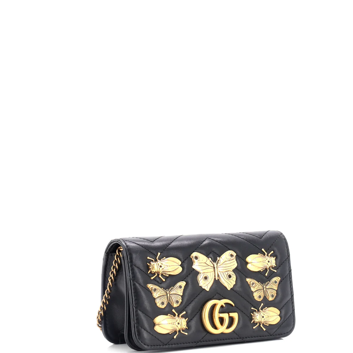 GG Marmont Chain Flap Bag Embellished Matelasse Leather Mini - Deep Luxury