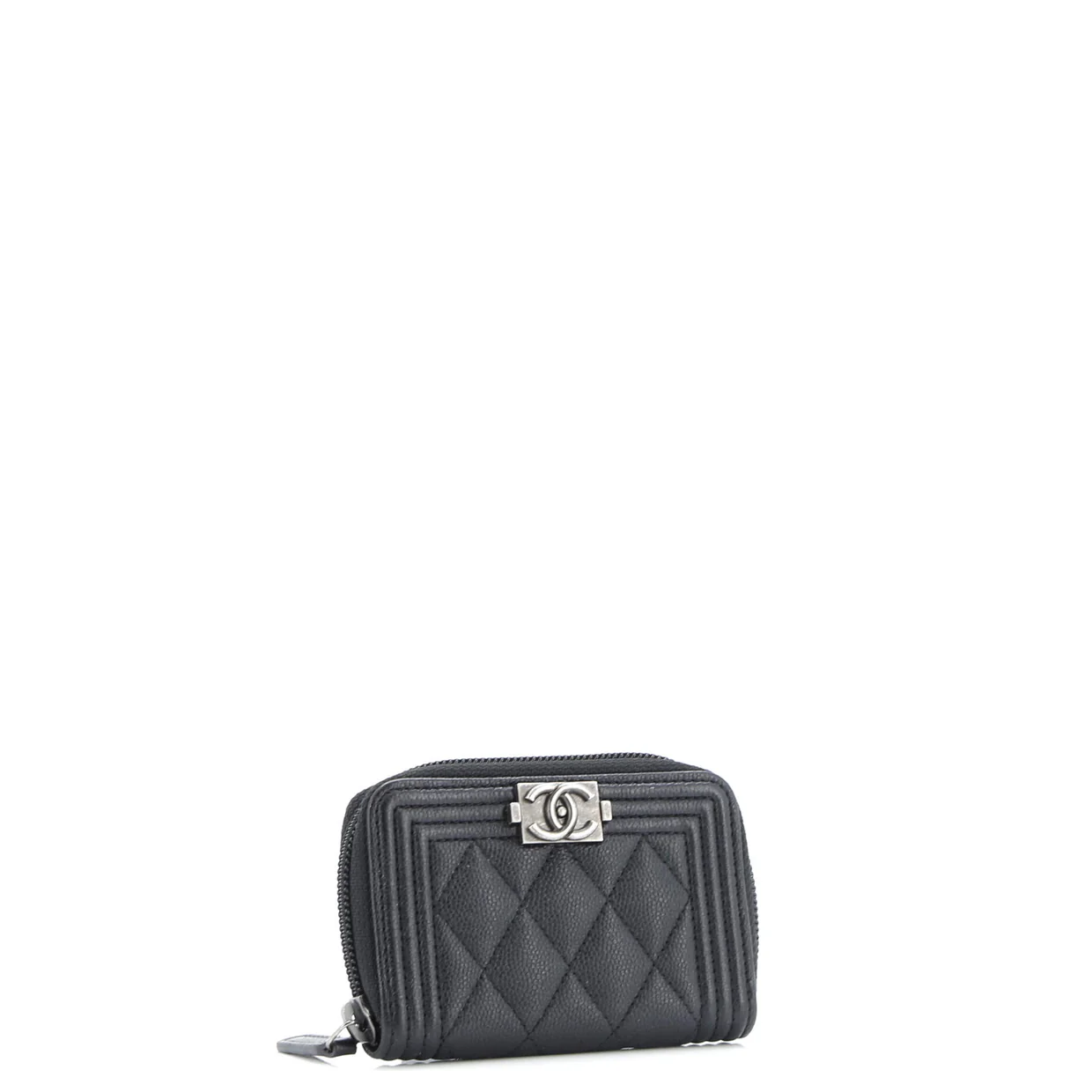 Boy Zip Coin Purse Quilted Caviar Small - Deep Luxury