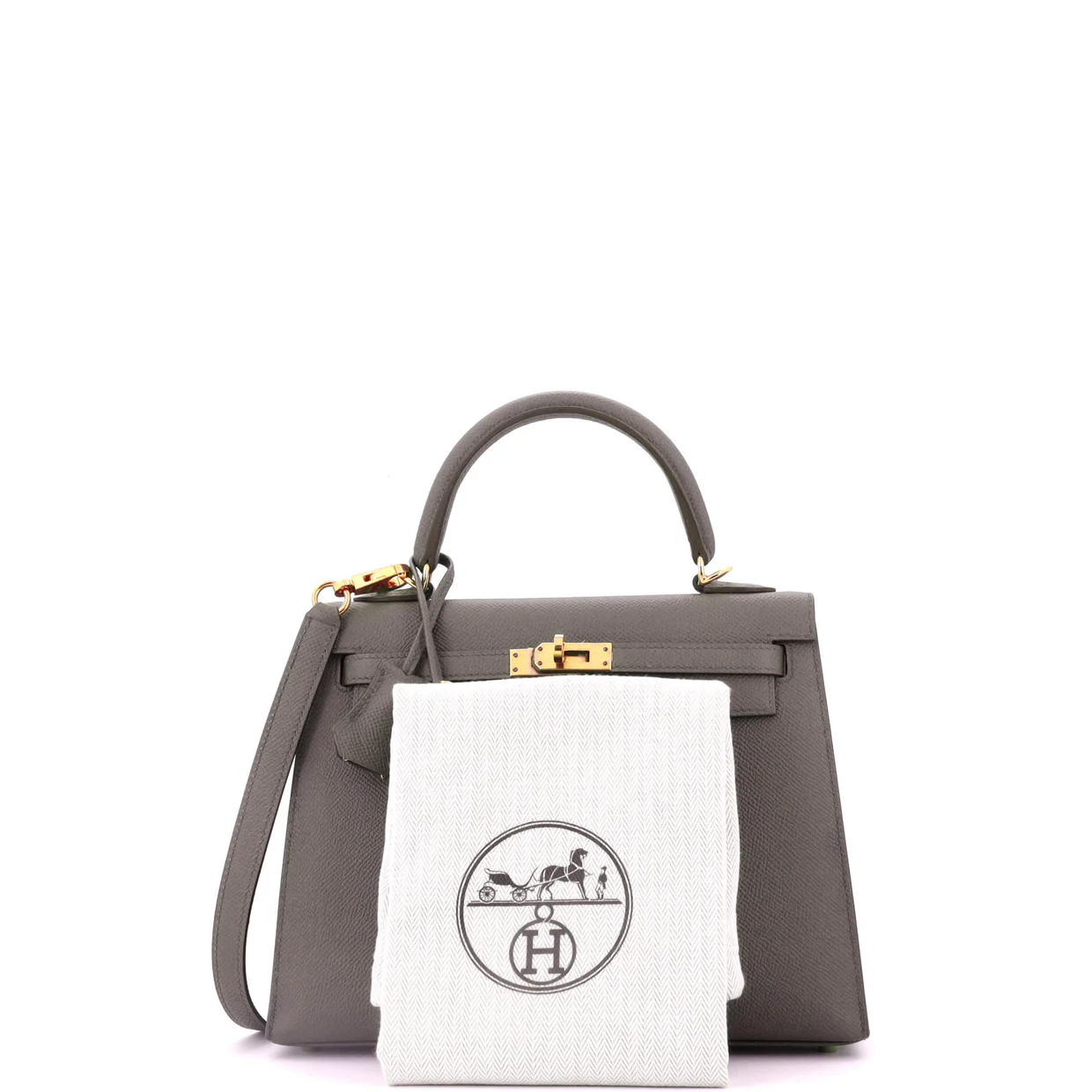 Kelly Handbag Grey Epsom with Gold Hardware 25 - Deep Luxury
