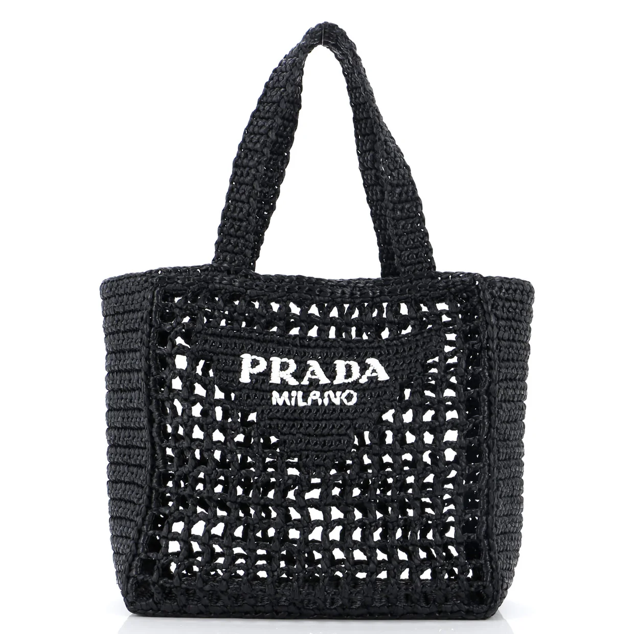 Triangle Logo Open Tote Raffia Small - Deep Luxury