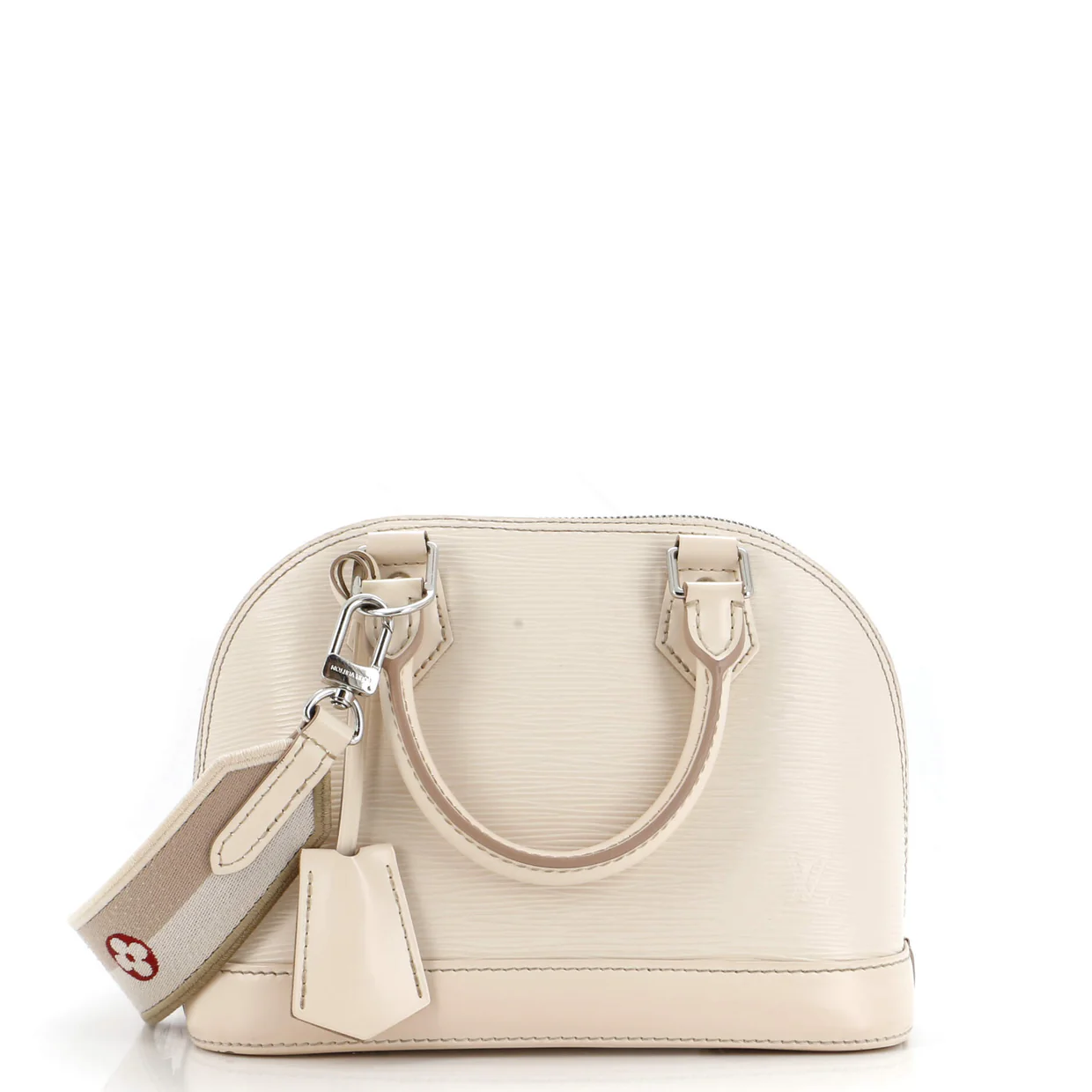 Alma Handbag Epi Leather with Logo Jacquard Strap BB - Deep Luxury