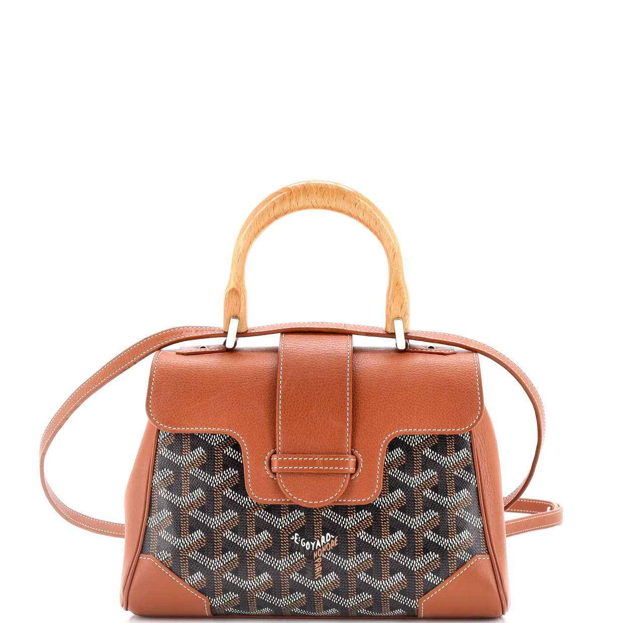 Saigon Top Handle Bag Coated Canvas with Leather Mini - Deep Luxury