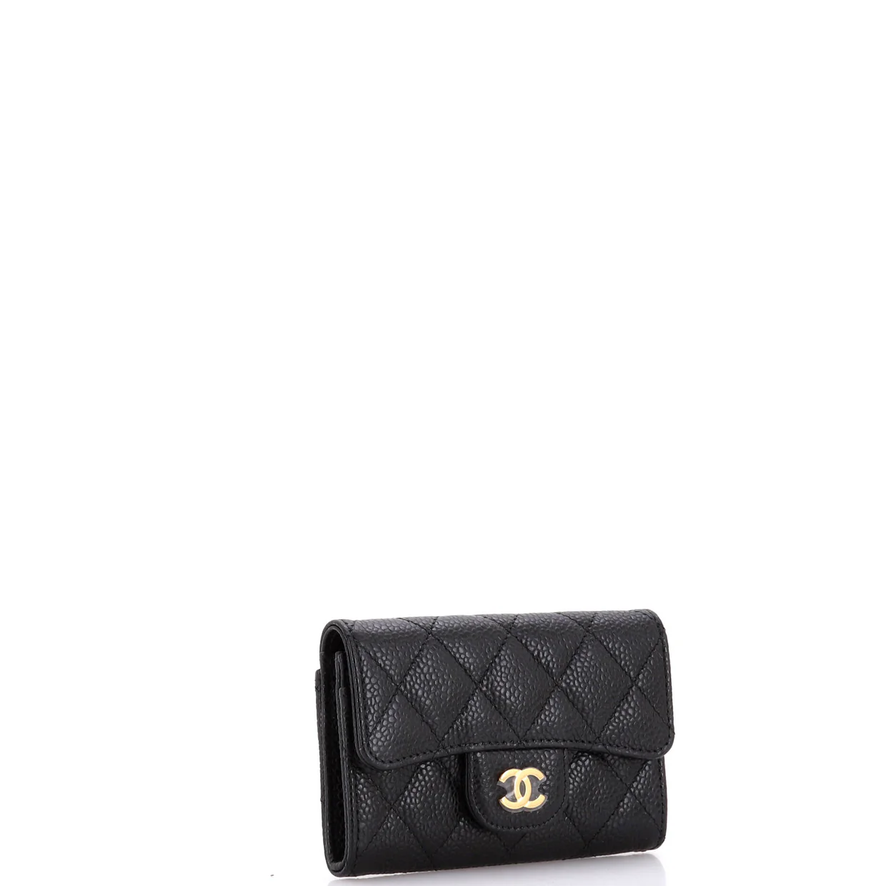 Classic Flap Card Case Quilted Caviar - Deep Luxury