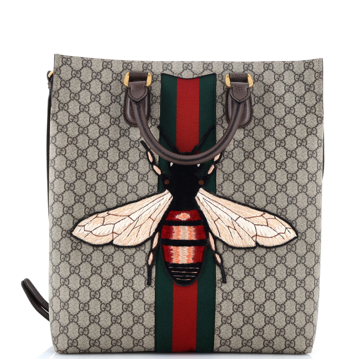 Animalier Bee Web Vertical Tote GG Coated Canvas Medium - Deep Luxury