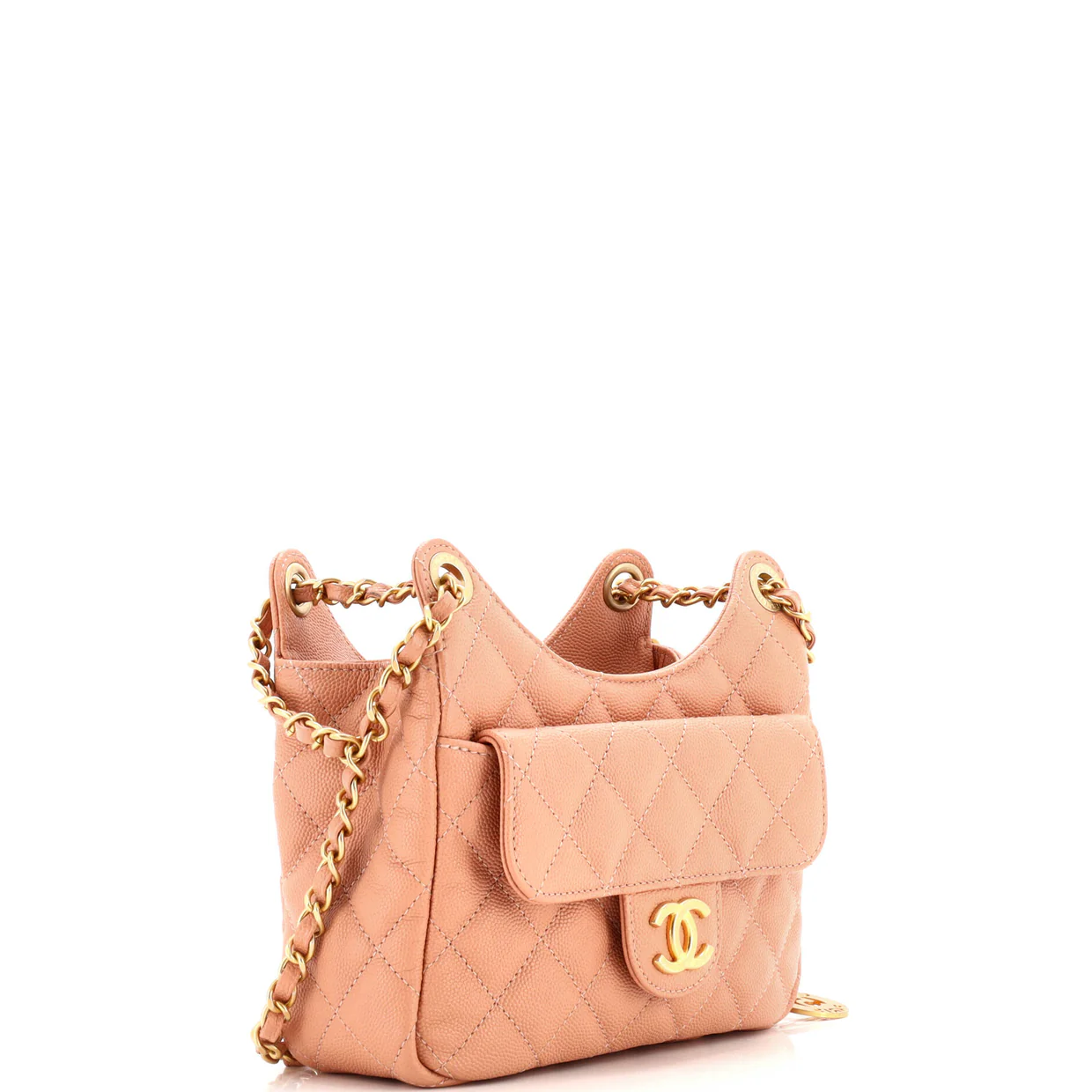Wavy CC Hobo Quilted Caviar Small - Deep Luxury