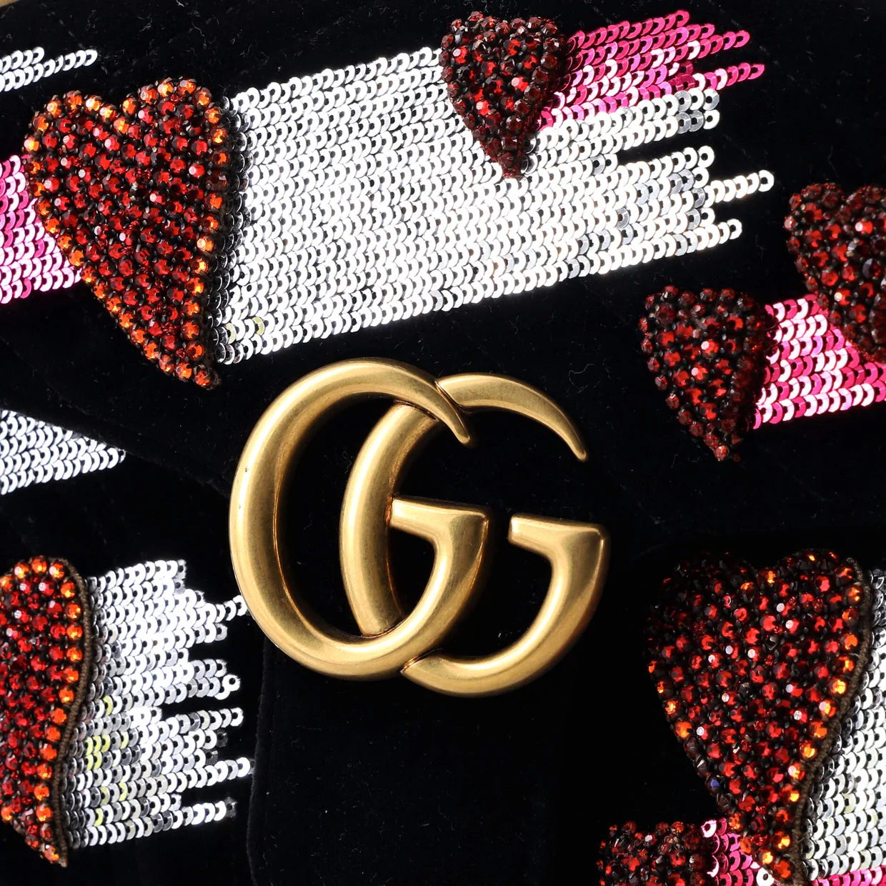 GG Marmont Flap Bag Crystal Embellished Matelasse Velvet Medium - Deep Luxury