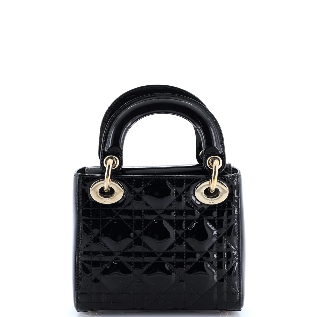 Lady Dior Chain Bag Cannage Quilt Patent Mini - Deep Luxury