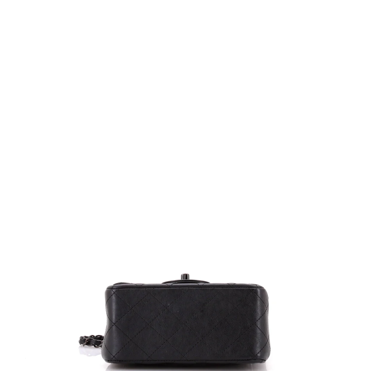 So Black Square Classic Single Flap Bag Quilted Crumpled Calfskin Mini - Deep Luxury