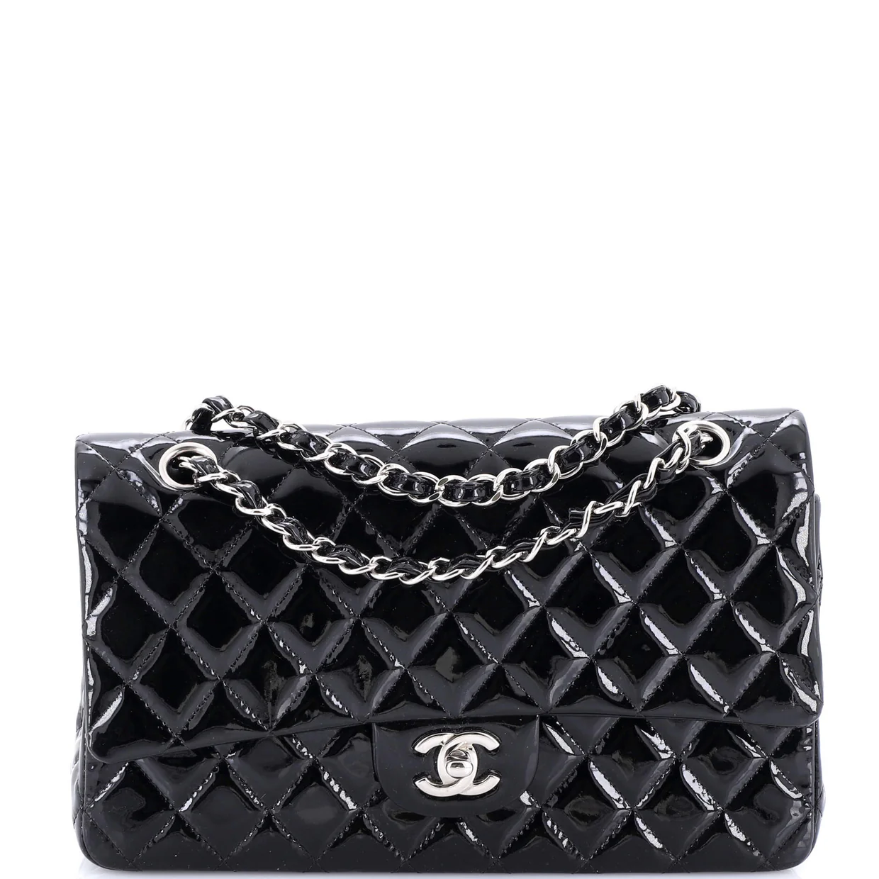 Classic Double Flap Bag Quilted Patent Medium - Deep Luxury