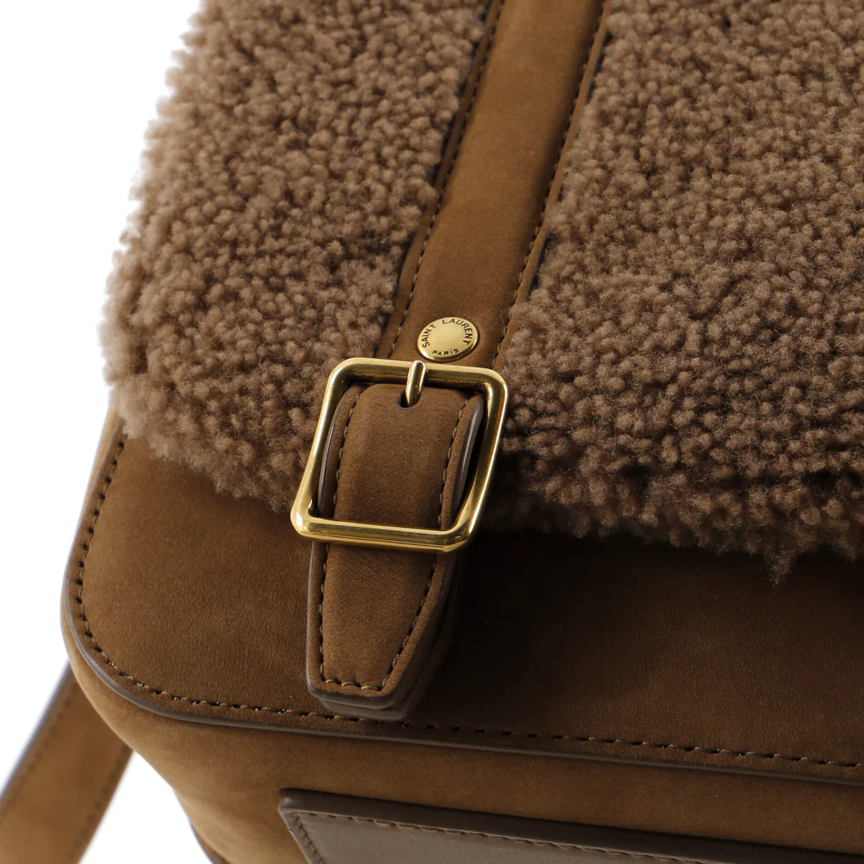 Schoolbag Satchel Shearling with Suede Mini - Deep Luxury