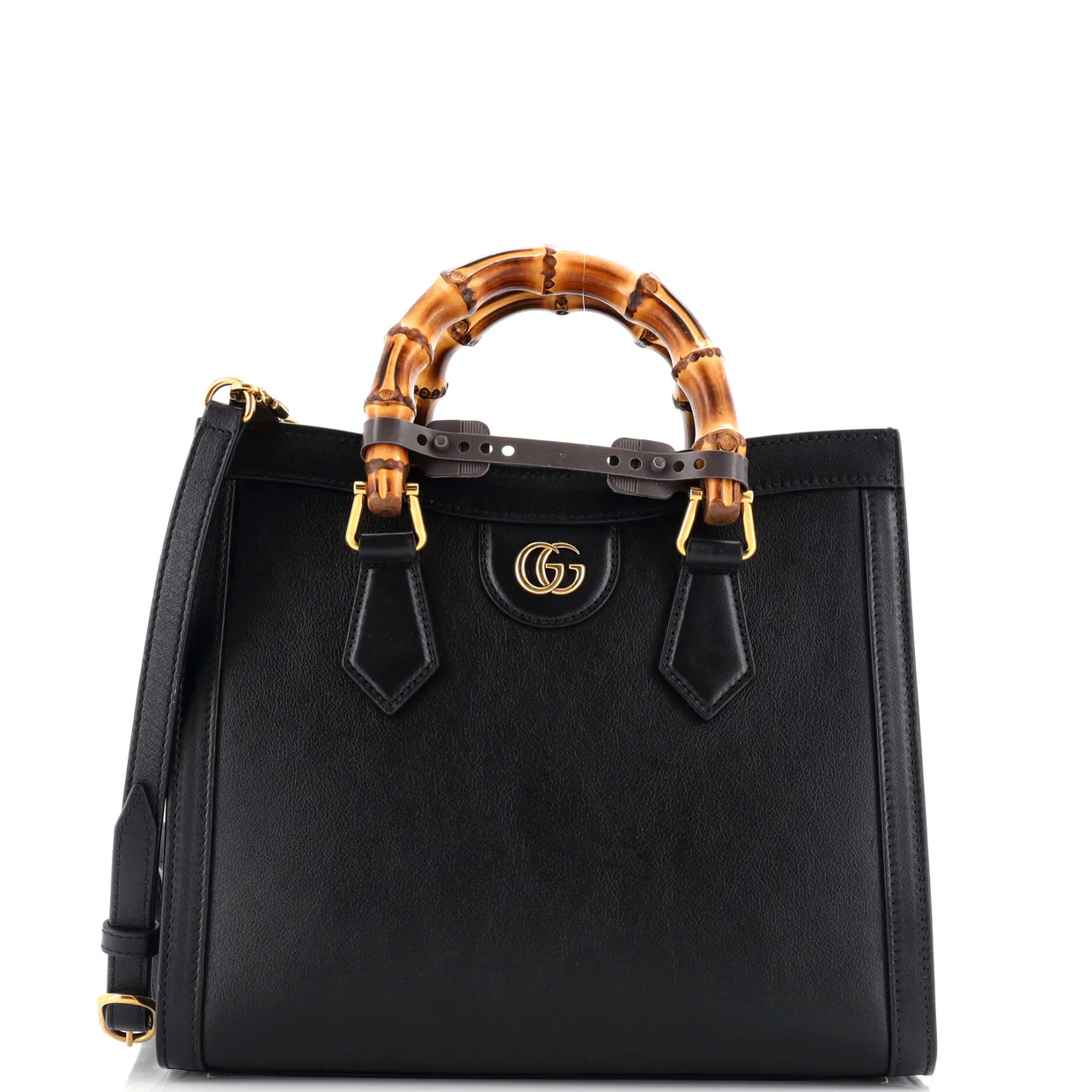 Diana NM Bamboo Handle Tote Leather Small - Deep Luxury