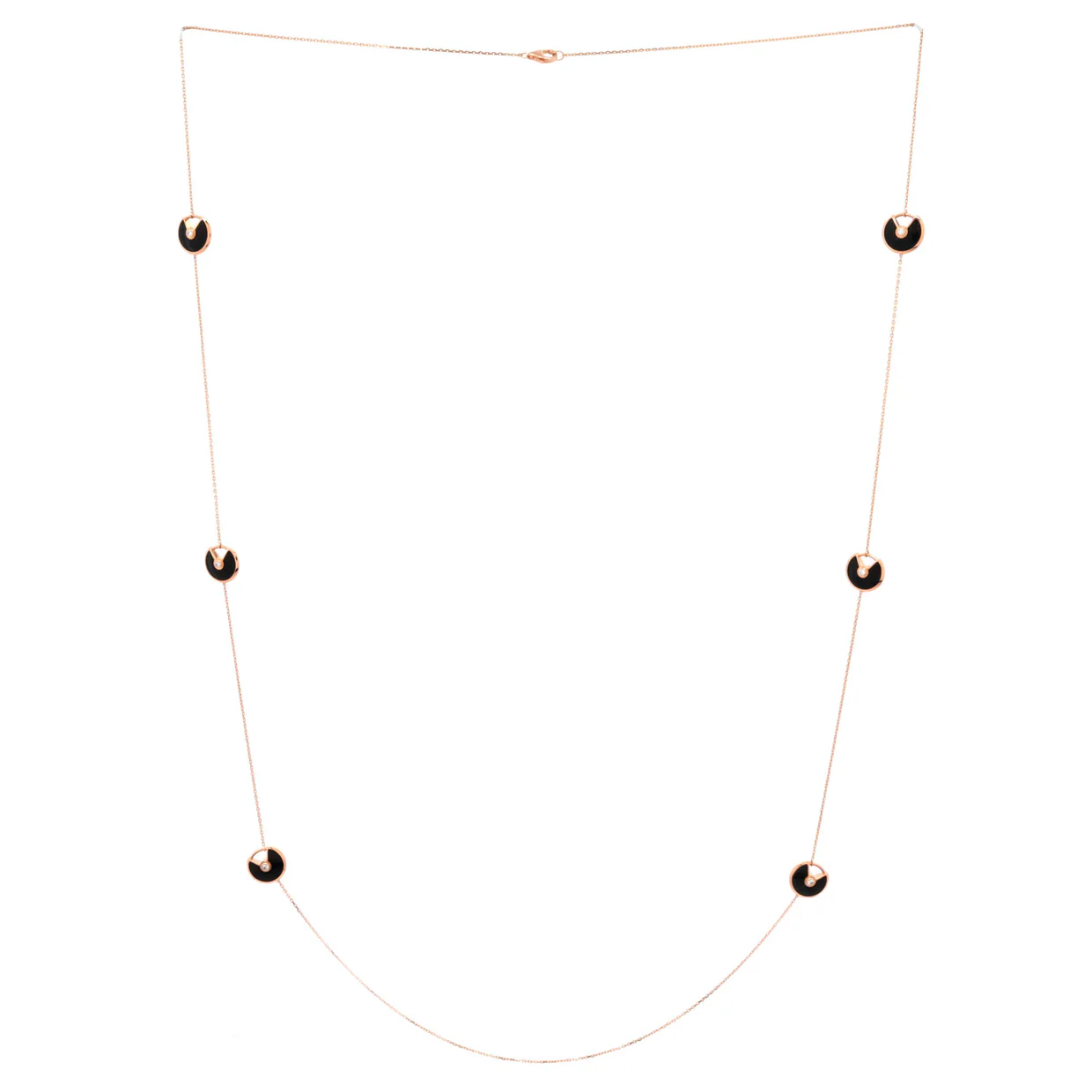 Amulette de Cartier Station Long Necklace 18K Rose Gold with Onyx and Diamonds - Deep Luxury