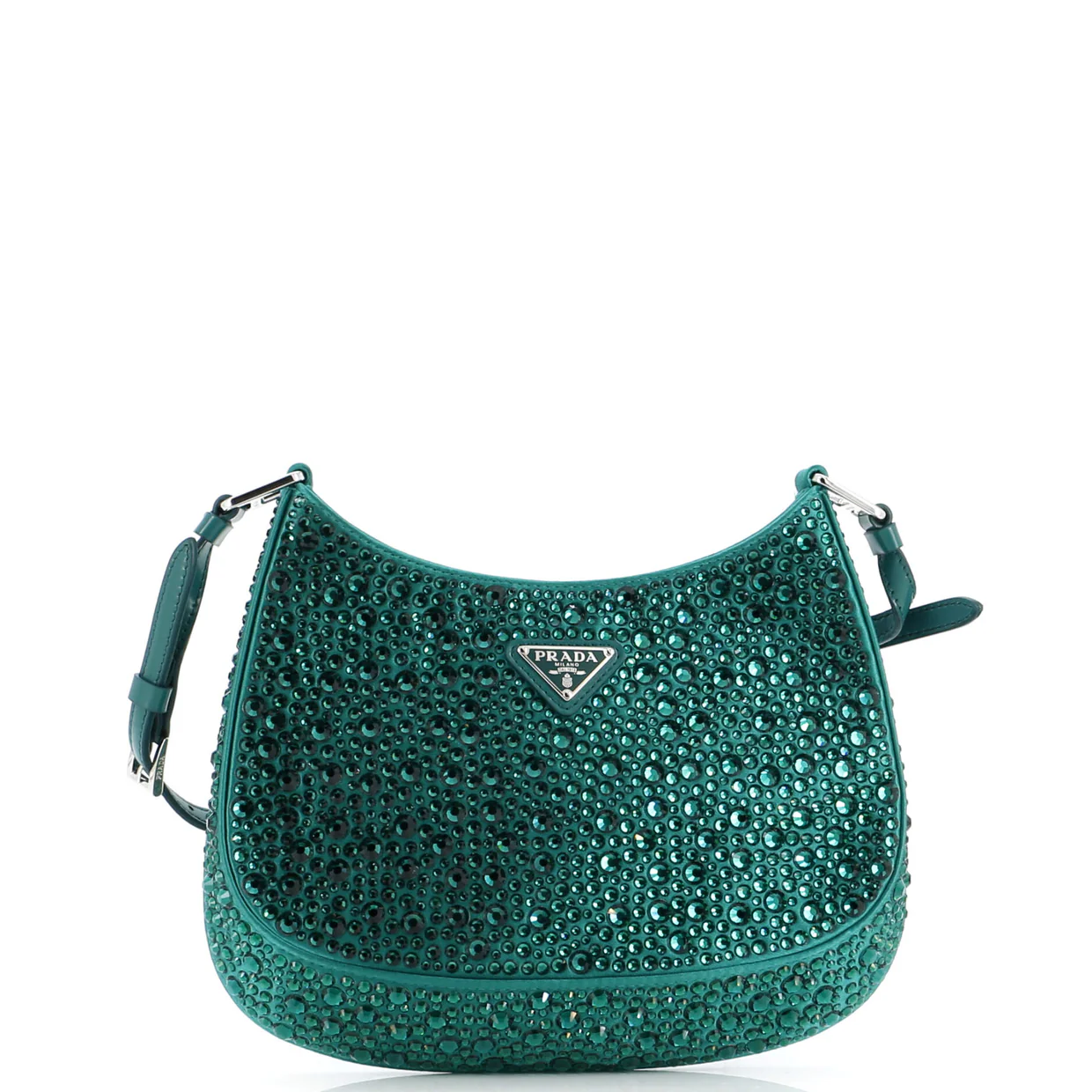Cleo Shoulder Bag Crystal Embellished Satin Small - Deep Luxury