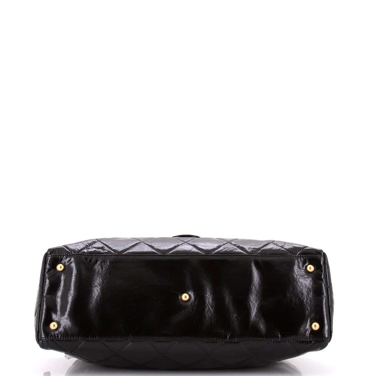 CC No. 5 Medallion Flap Chain Bowler Bag Quilted Patent Large - Deep Luxury