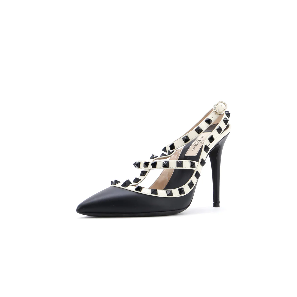 Women's Rockstud Ankle Strap Pumps Leather 100 - Deep Luxury