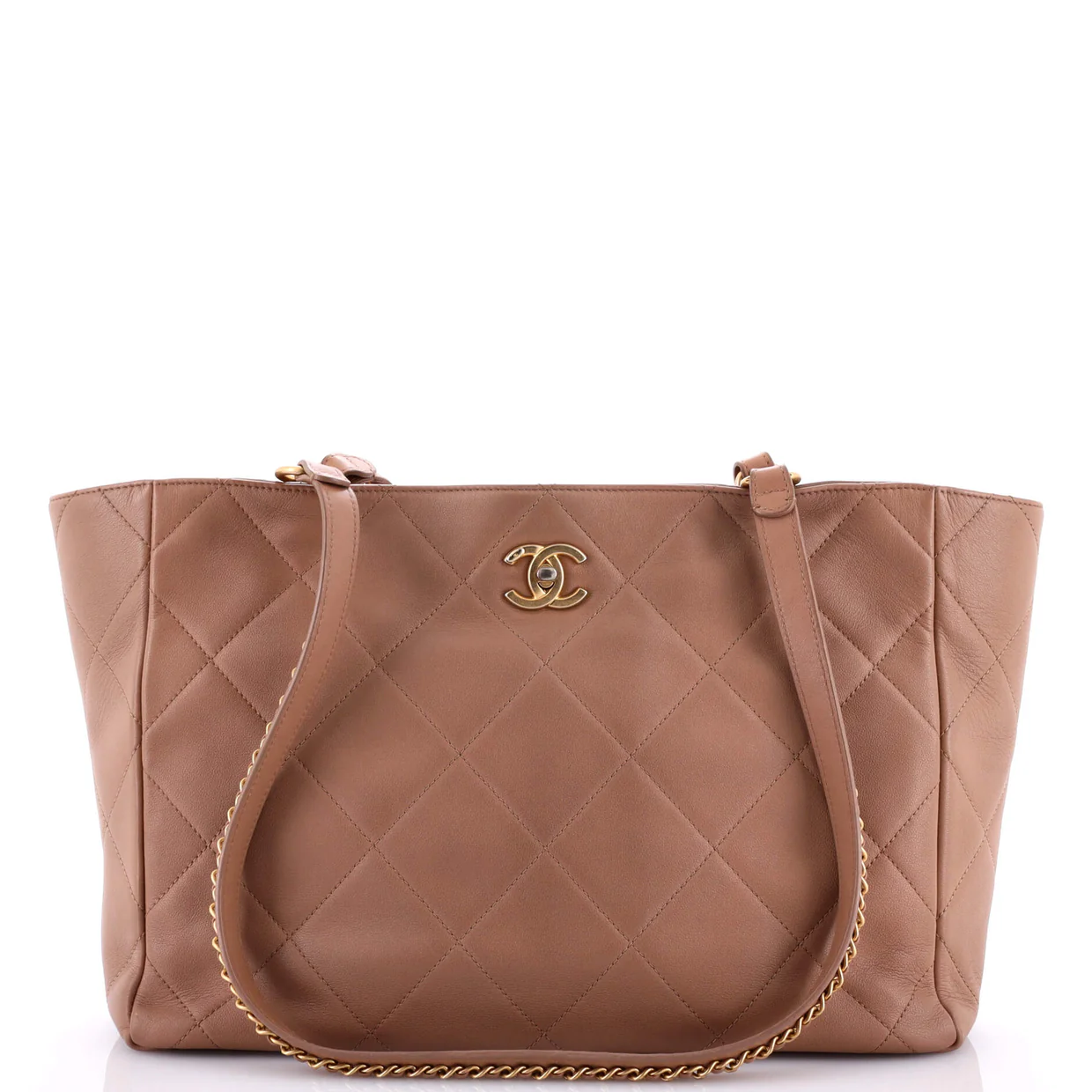 Turnlock CC Chain Shopping Tote Quilted Lambskin Medium - Deep Luxury