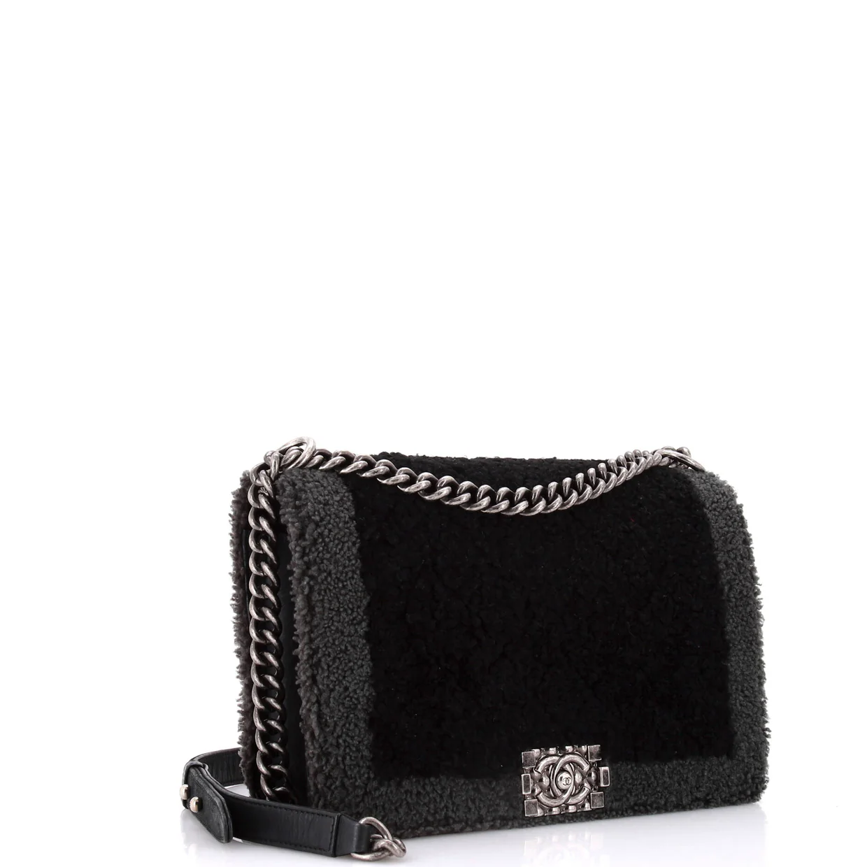 Boy Flap Bag Shearling New Medium - Deep Luxury