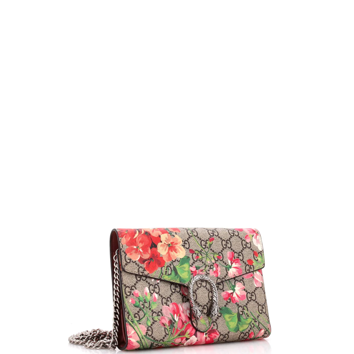 Dionysus Chain Wallet Blooms Print GG Coated Canvas Small - Deep Luxury
