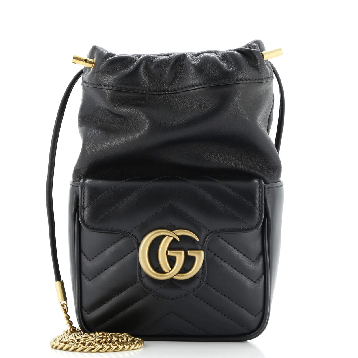 GG Marmont Front Pocket Bucket Bag Matelasse Leather Mini - Deep Luxury