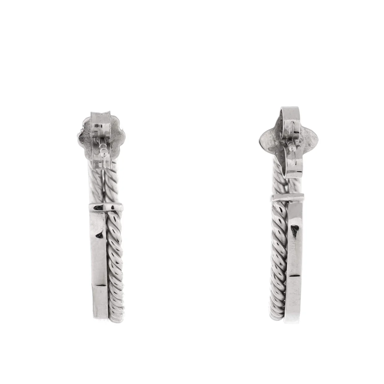 Stax Hoop Earrings 18K White Gold with Diamonds 25mm - Deep Luxury