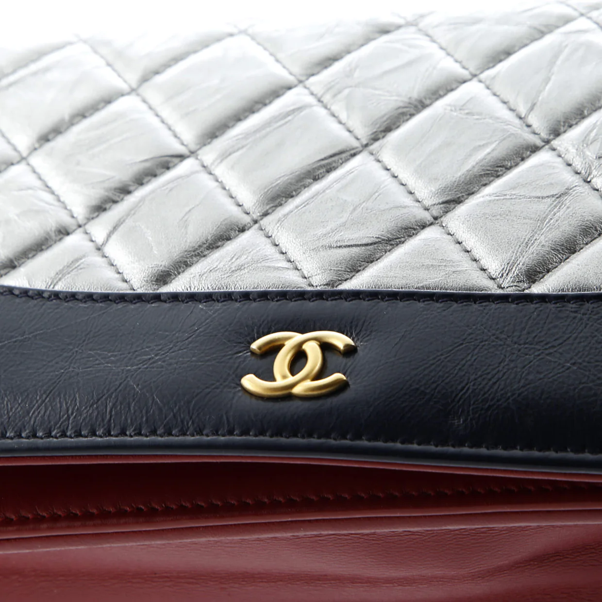 Gabrielle Wallet on Chain Quilted Aged Calfskin - Deep Luxury