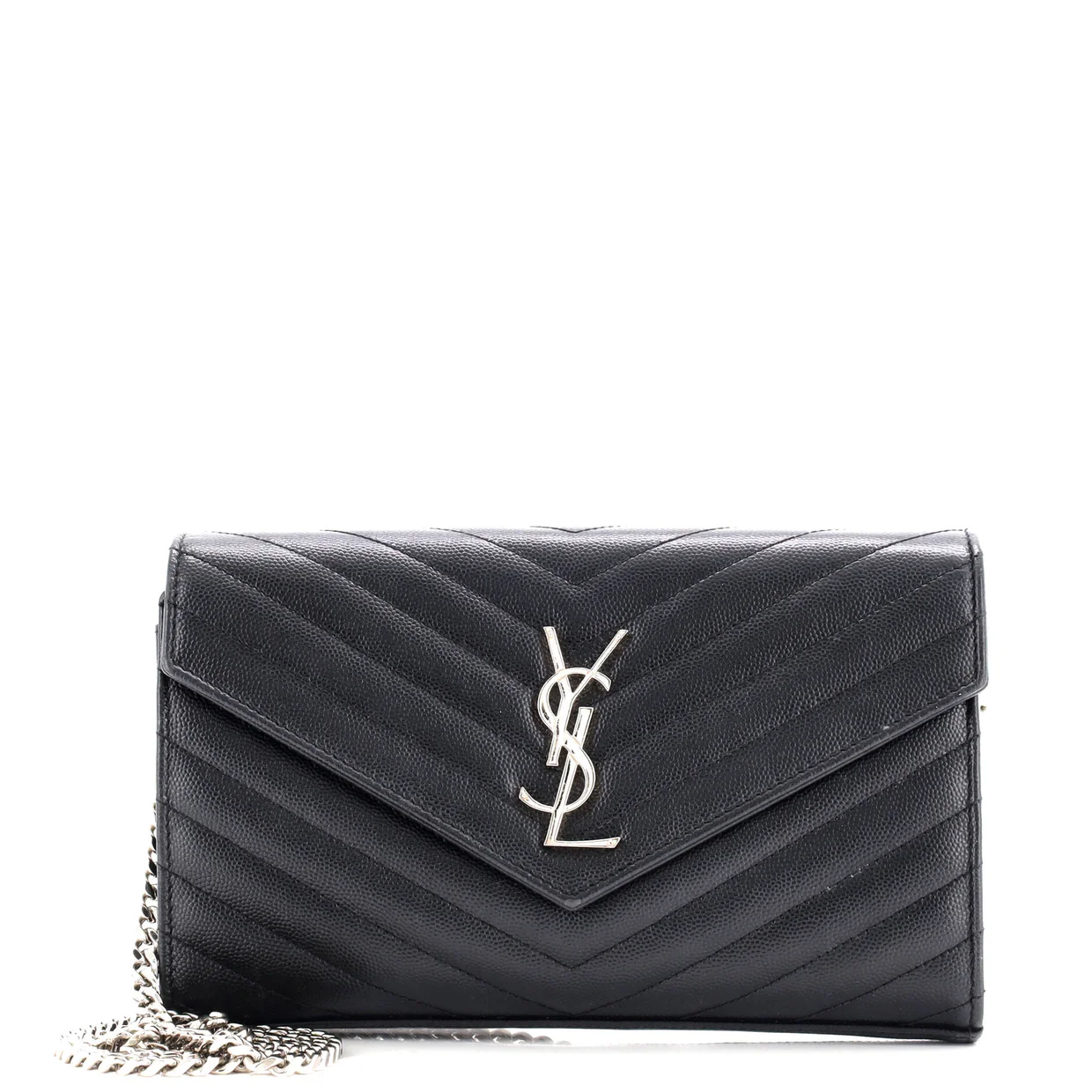 Classic Monogram Wallet on Chain Matelasse Chevron Leather Medium - Deep Luxury