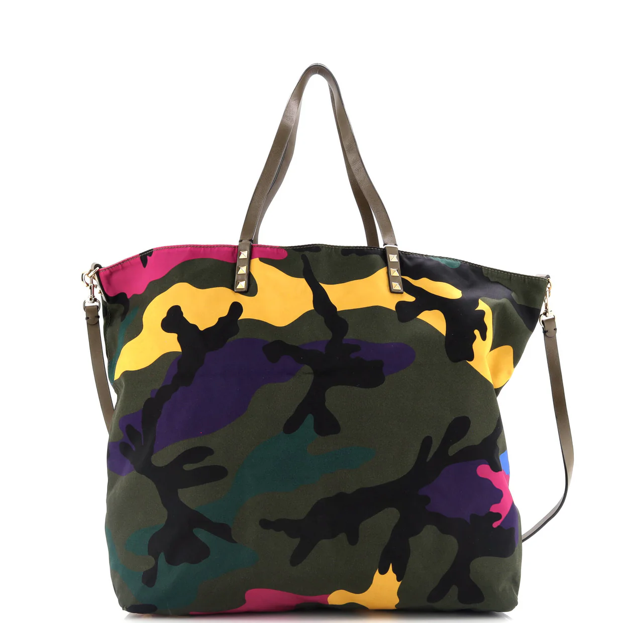 Rockstud Open Reversible Convertible Tote Camo Nylon Medium - Deep Luxury