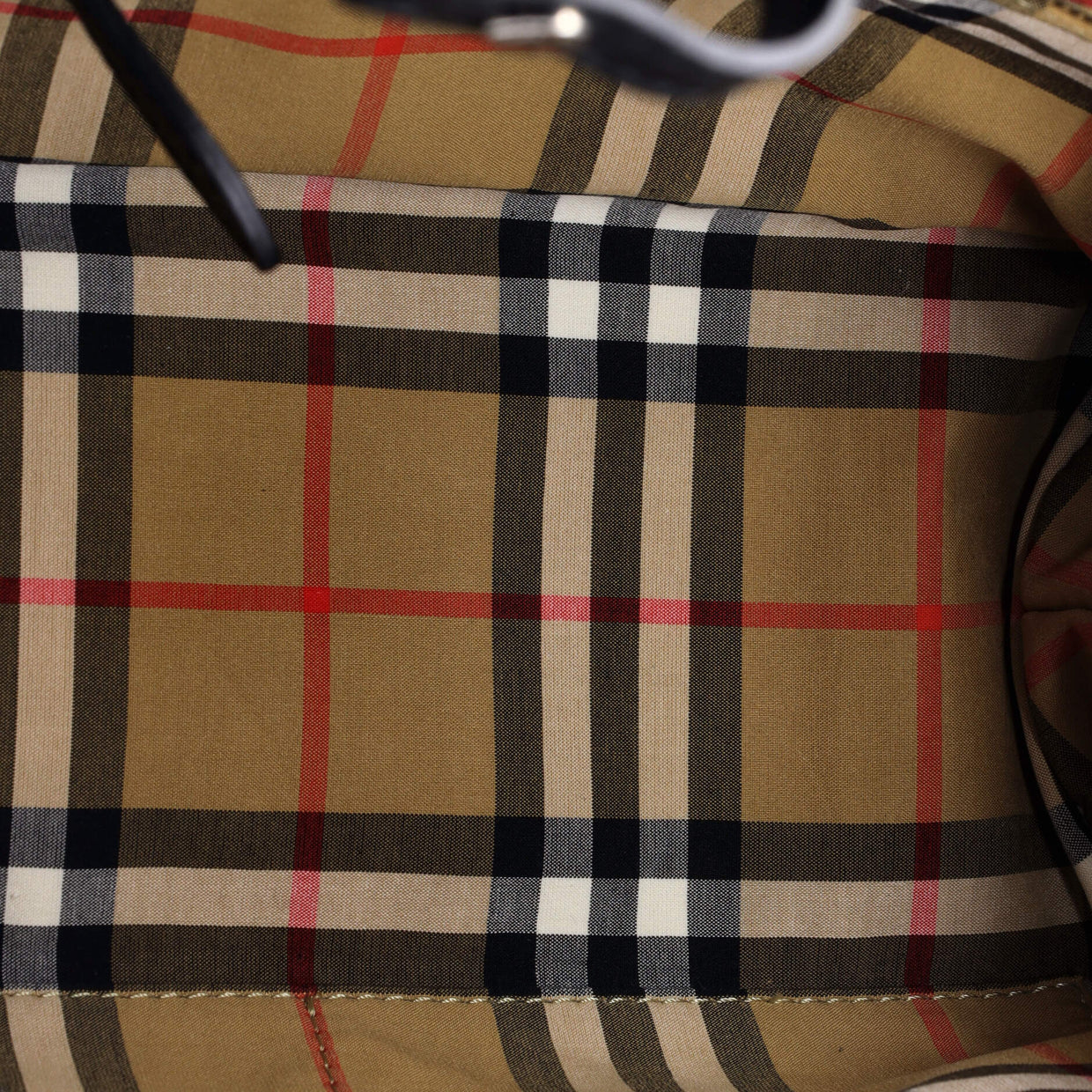 Banner Tote Leather and House Check Canvas Small - Deep Luxury