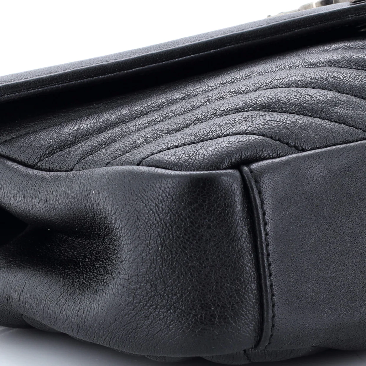 Classic Monogram College Bag Matelasse Chevron Leather Medium - Deep Luxury