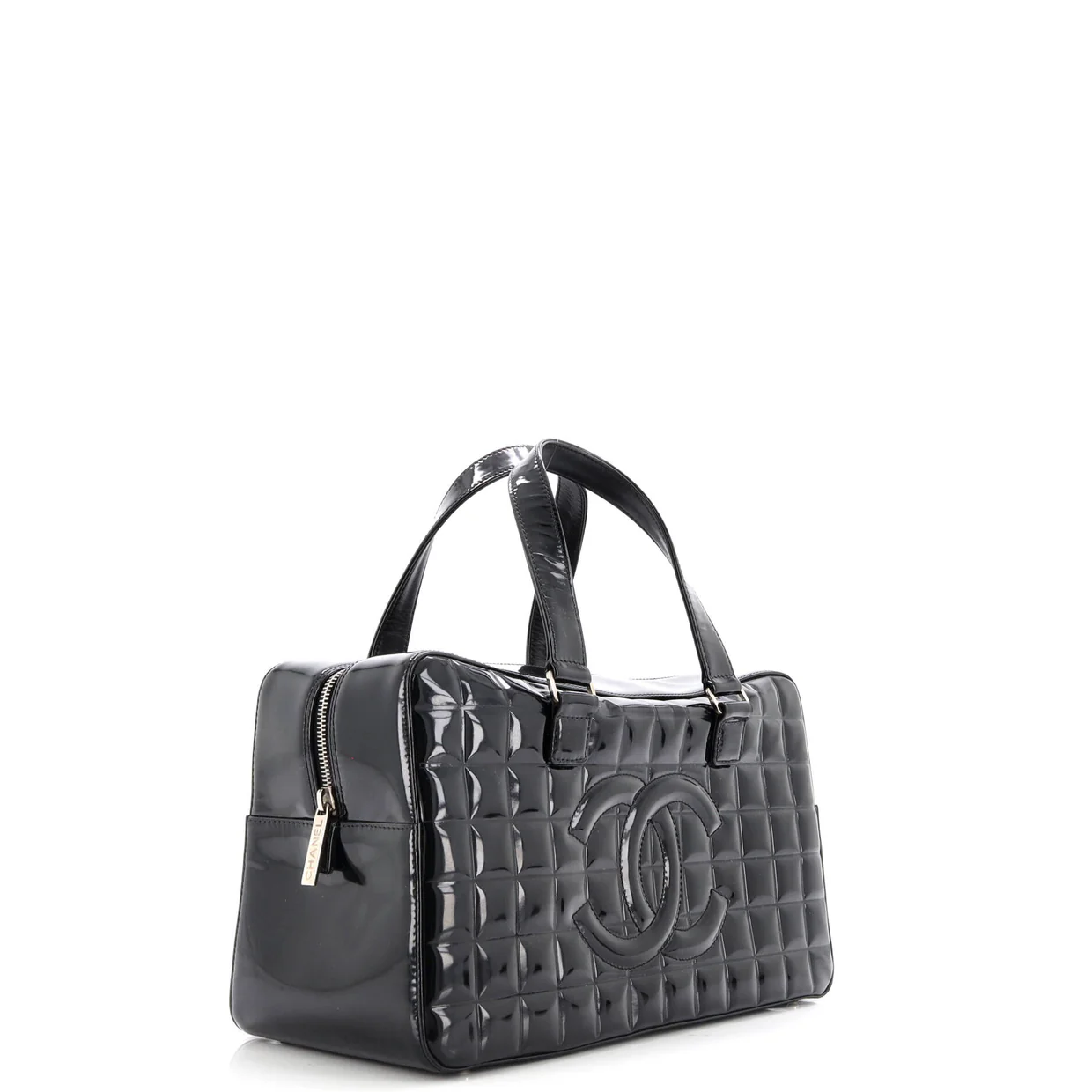 Chocolate Bar CC Bowler Bag Quilted Patent Large - Deep Luxury