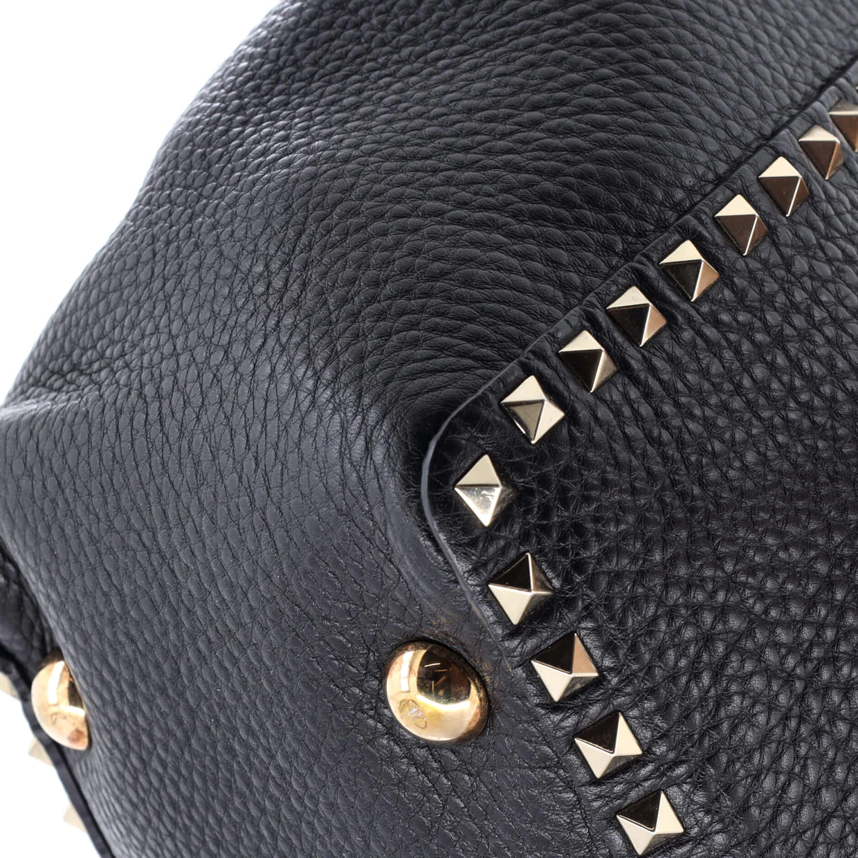 Rockstud Tote Pebbled Leather Medium - Deep Luxury