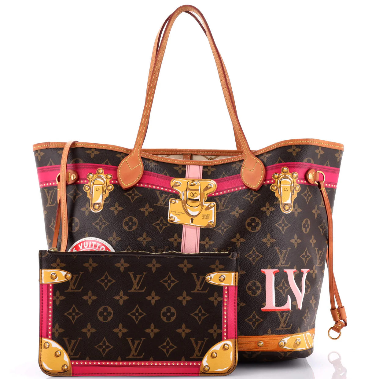 Neverfull NM Tote Limited Edition Summer Trunks Monogram Canvas MM - Deep Luxury