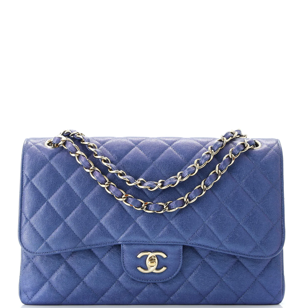Classic Double Flap Bag Quilted Iridescent Caviar Jumbo - Deep Luxury