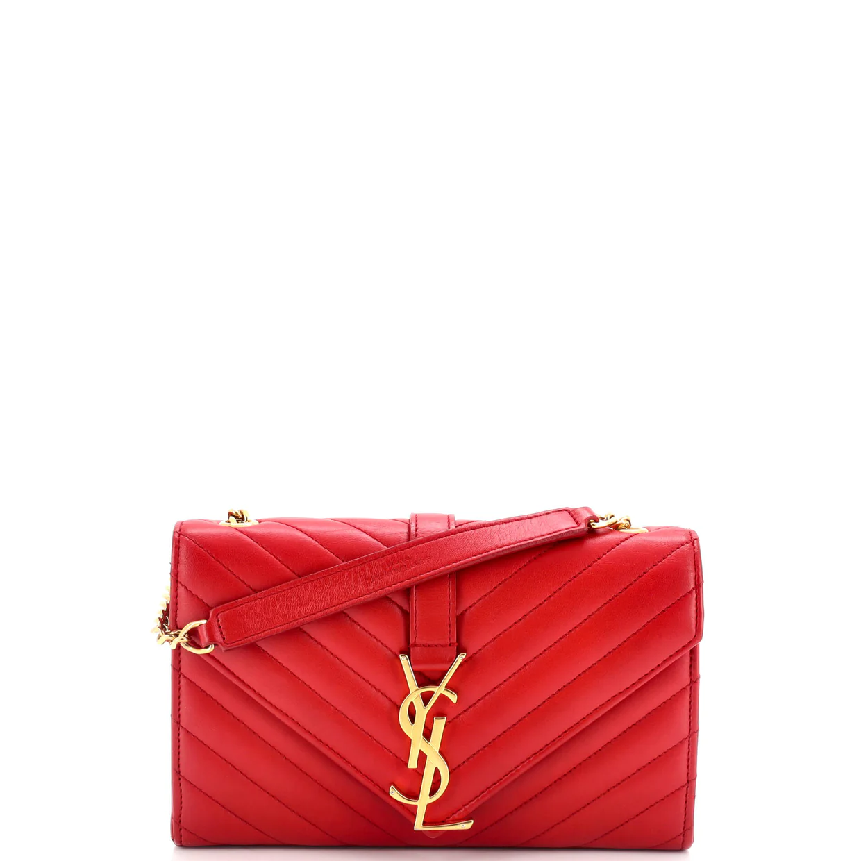 Classic Monogram Envelope Satchel Matelasse Chevron Leather Small - Deep Luxury
