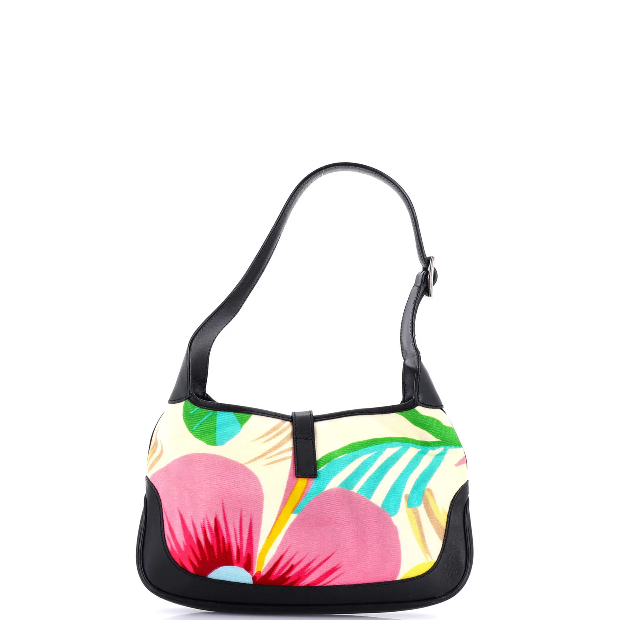 Jackie Hobo Flora Canvas with Leather Medium - Deep Luxury