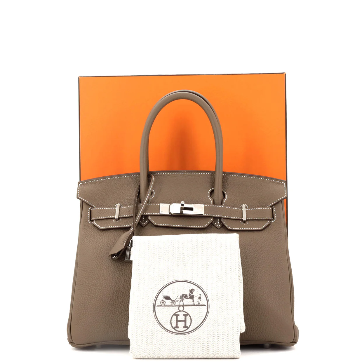 Birkin Handbag Grey Togo with Palladium Hardware 30 - Deep Luxury