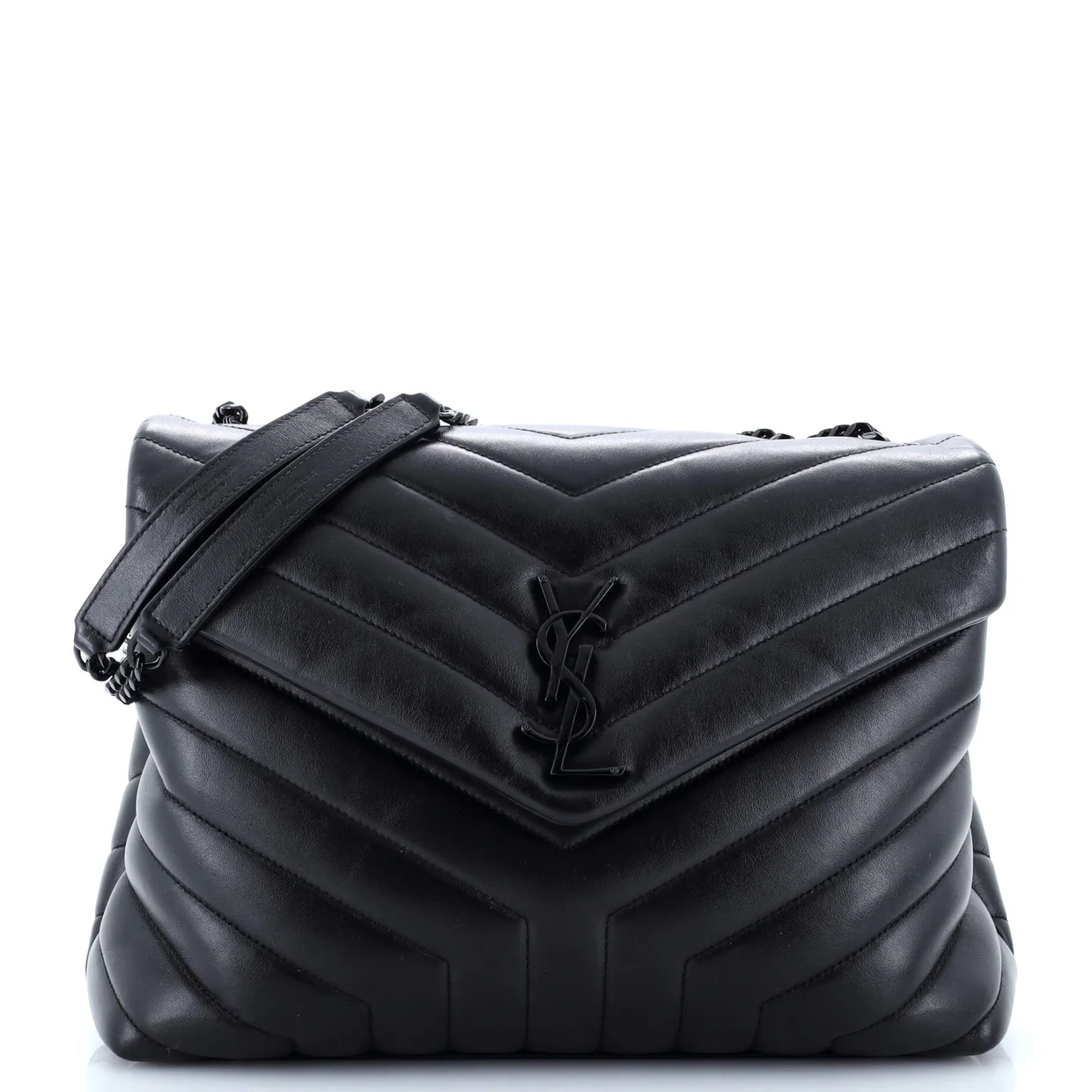 Loulou Shoulder Bag Matelasse Chevron Leather Medium - Deep Luxury