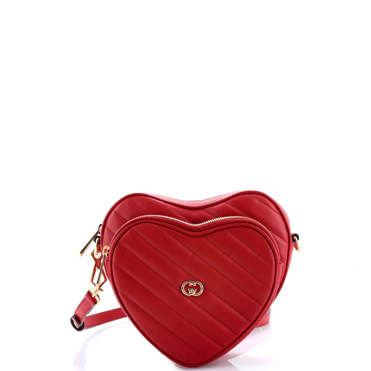 Interlocking G Heart Shoulder Bag Diagonal Quilted Leather Mini - Deep Luxury