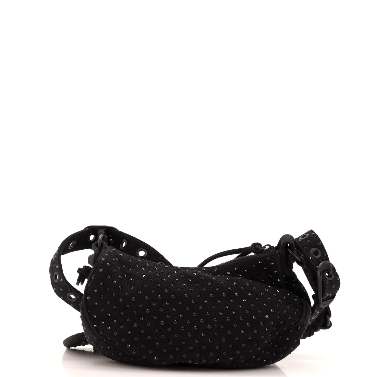 Le Cagole Giant Studs Shoulder Bag Rhinestones XS - Deep Luxury