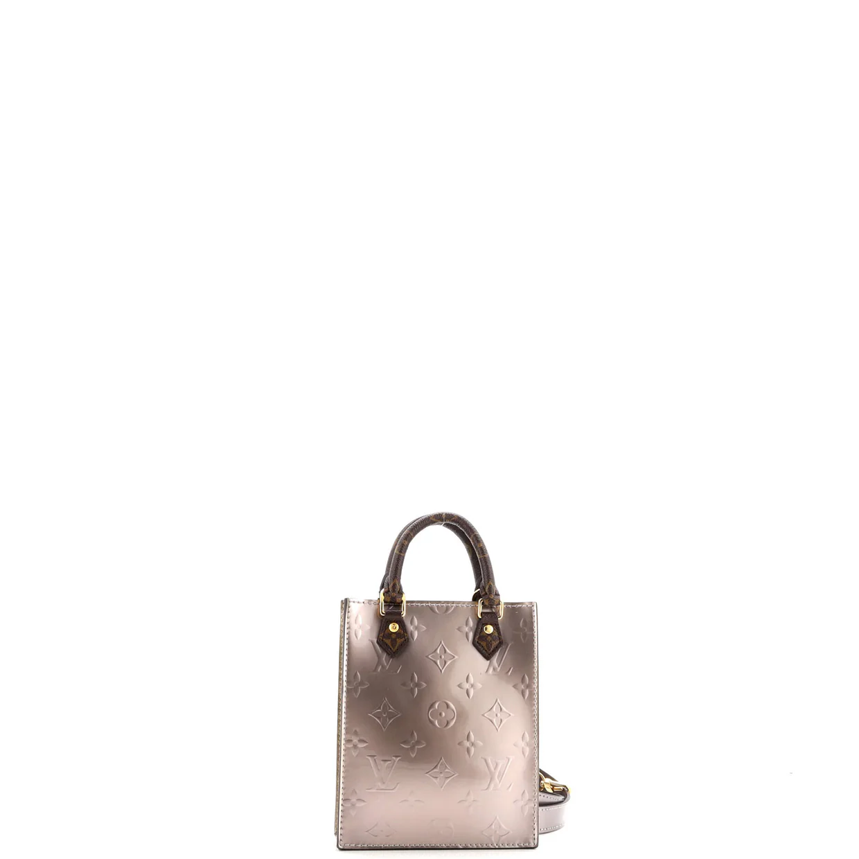 Petit Sac Plat Bag Monogram Vernis with Monogram Canvas - Deep Luxury